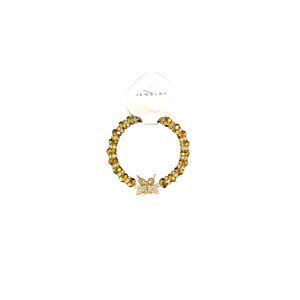 Chloe Accessory Butterfly Bracelet Sparkly Faceted Bead Stretchy Gold Tone Fairy